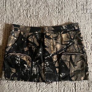 Fashion Nova Camouflage Skort - Black and Brown